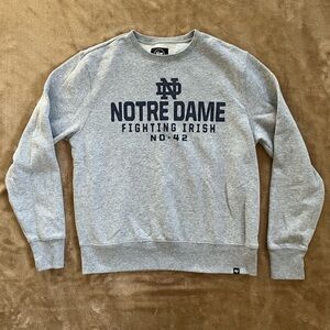47 Brand Notre Dame Gray Crewneck Sweatshirt with Navy Logo